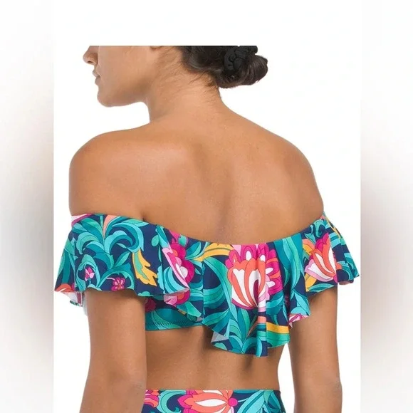 TRINA TURK India Garden Ruffle Bandeau Swimsuit Top - Picture 3 of 9
